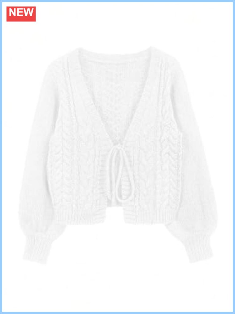 Women Cropped Tie Front Lightweight Cardigan Long Sleeve Cabel Knit Shrugs